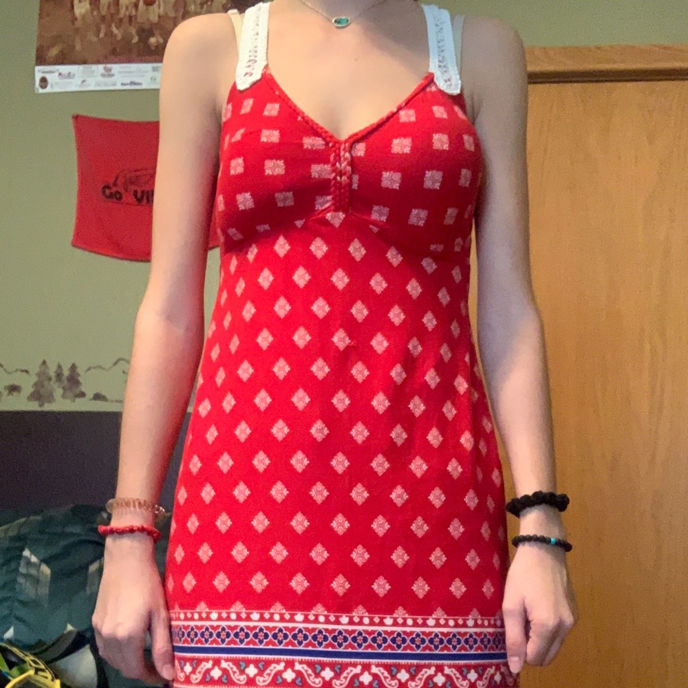 Blue, white & red dress